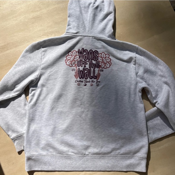 Vans Grey Hoodie Pink Floral Pattern Small - Picture 6 of 8